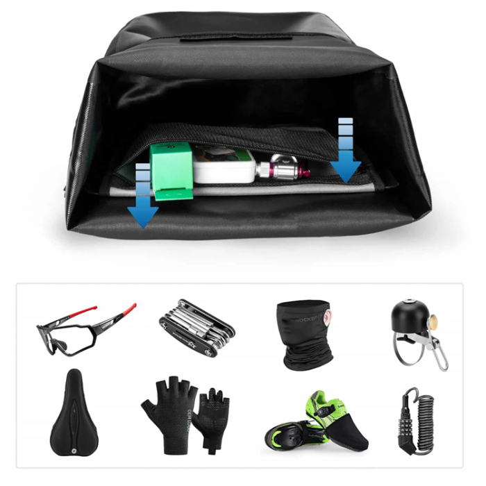 Rockbros - Rockbros Vattentät Cykelväska med Axelrem Montering Fram/Bak 10-14l - Svart