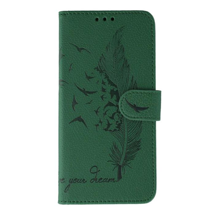 OEM - Samsung Galaxy S26 Fodral Konstläder Feather Imprint - Grön