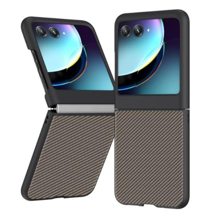 A-One Brand - Motorola Rzar 40 Ultra Mobilskal Carbon Fiber Läder - Guld