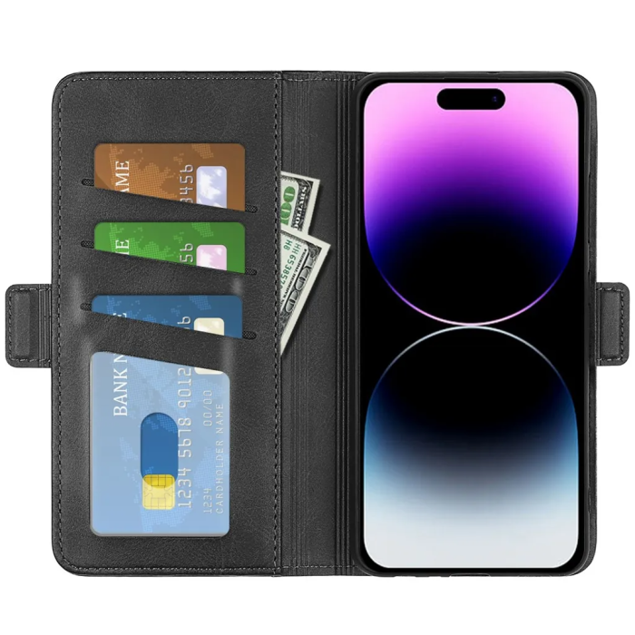 Taltech - iPhone 15 Pro Max Plånboksfodral Omvirat - Svart