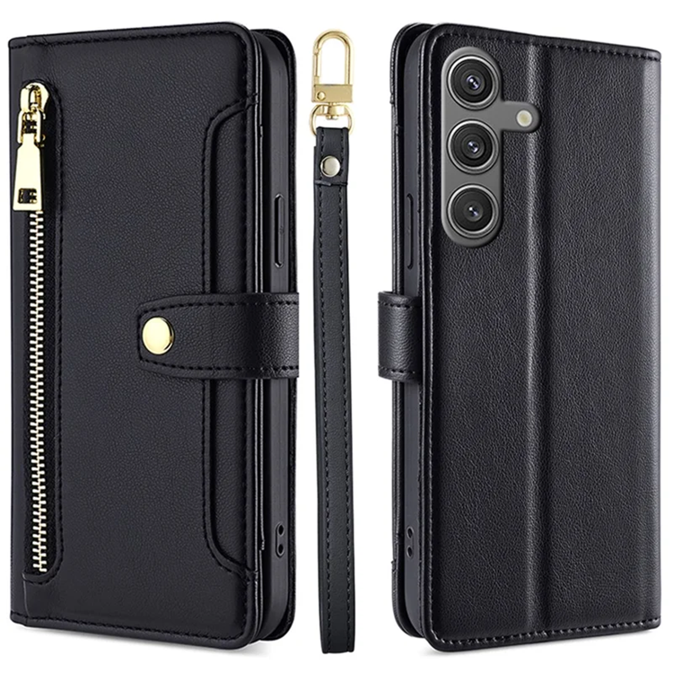 Galaxy S24 Konstläder Plånboksfodral med 2 Rem (Svart) | 2353 | AlltMobil