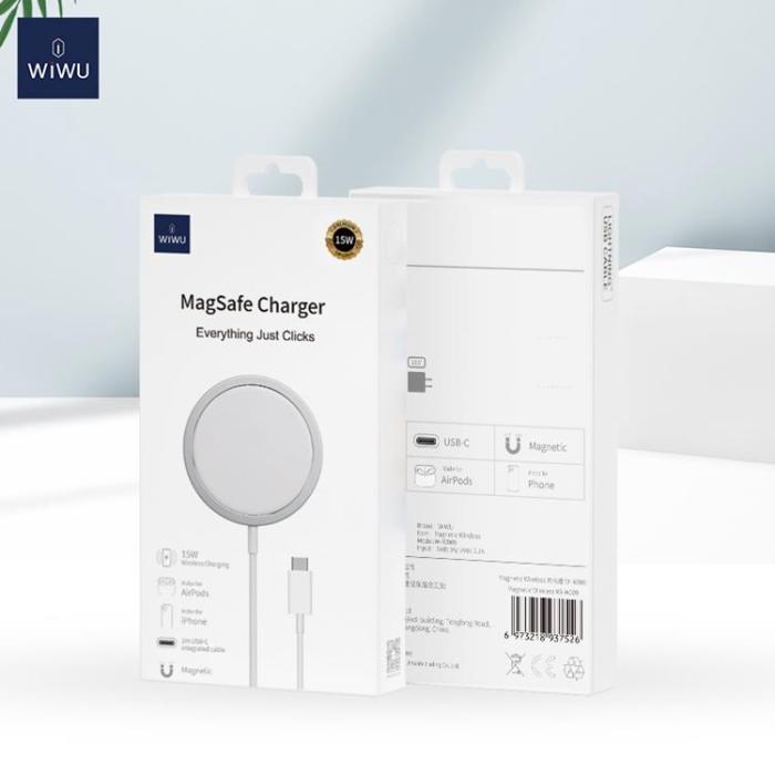 WIWU - WIWU Magnetisk Trådlös Laddare 15W Wi-W009 - Vit