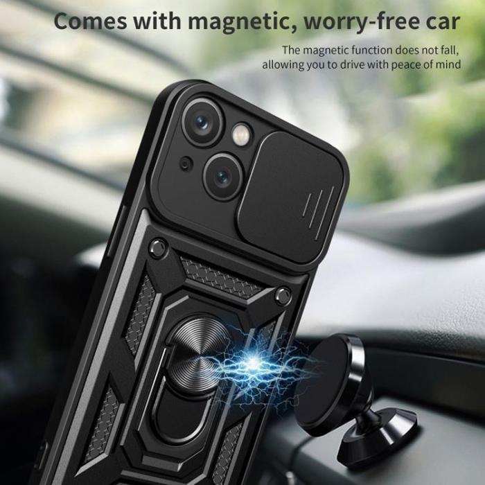 OEM - iPhone 14 Plus Skal Kameraskydd Kickstand - Svart