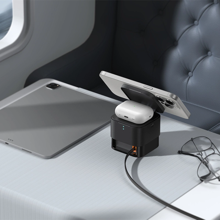 BASEUS - Baseus 2-in-1 Trådlös Laddare Magsafe USB-C - Svart