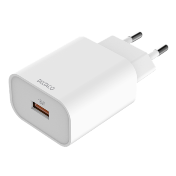 UTGATT1 - Deltaco Väggladdare 1x USB-A 18W - Vit