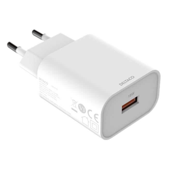 UTGATT1 - Deltaco Väggladdare 1x USB-A 18W - Vit