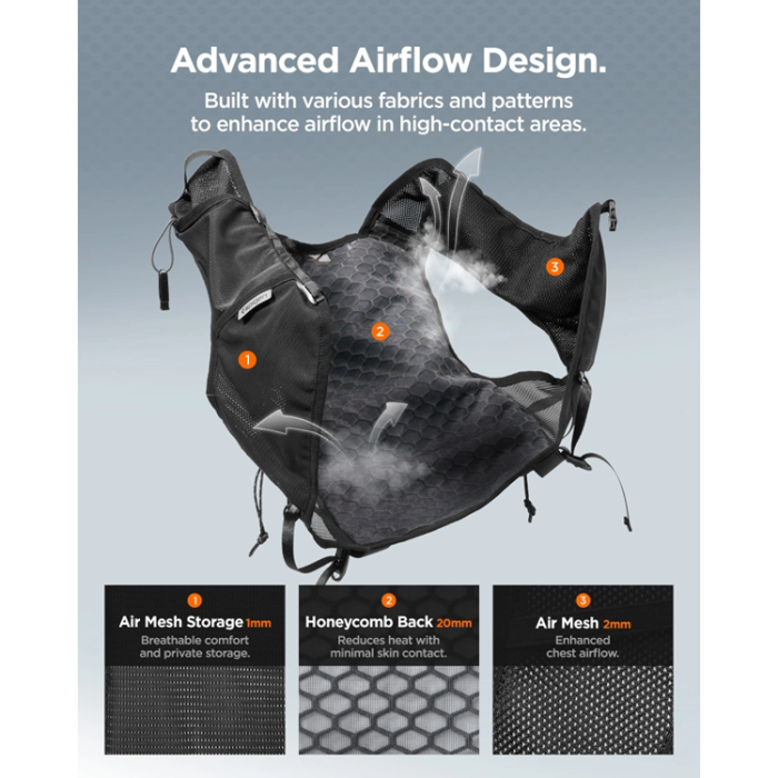 Spigen - Spigen A721 Dynamic Shield Löparväst (L-XL) + Mjuk Kolv Svart