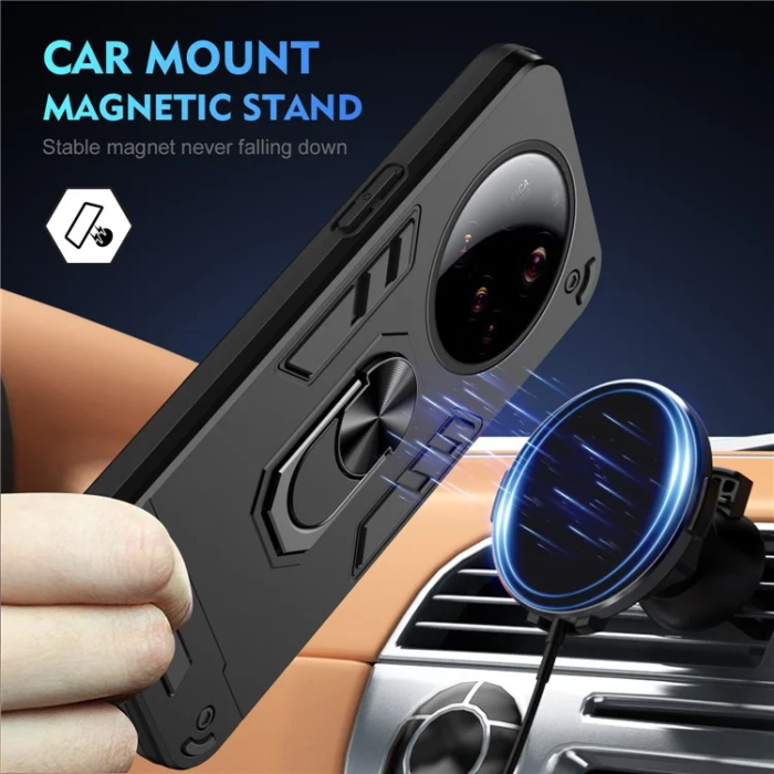 A-One Brand - Xiaomi 15 Ultra Mobilskal Defend Ring Kickstand - Svart