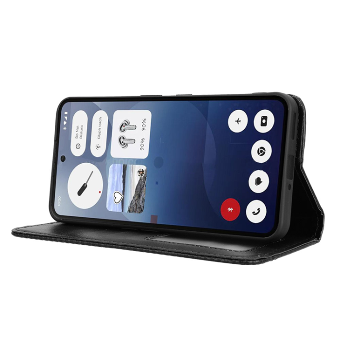 A-One Brand - Nothing CMF Phone 2 Pro Plånboksfodral Retro Kickstand - Svart