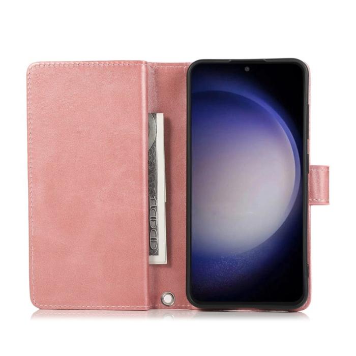 OEM - Samsung Galaxy S26 Plånboksfodral Äkta Läder Magnetiskt Skydd - Roséguld