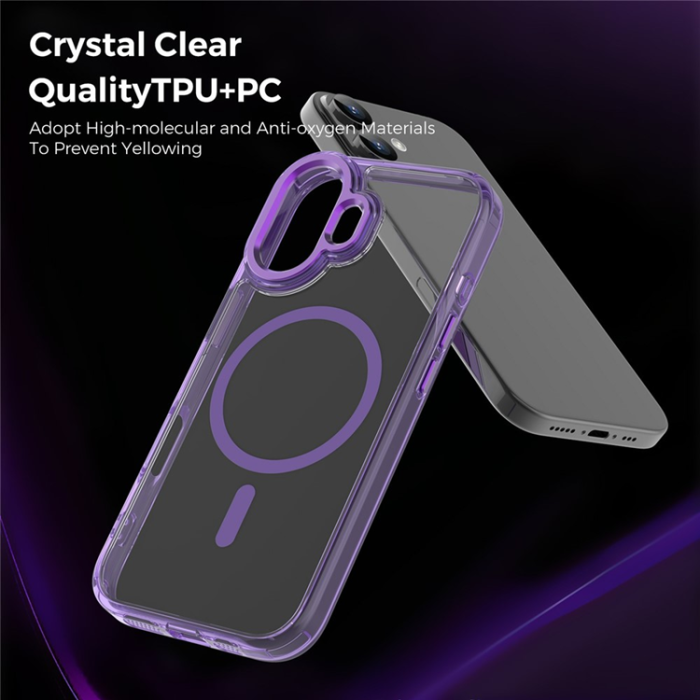 A-One Brand - iPhone 17 Mobilskal MagSafe TPU+PC Transparent - Lila