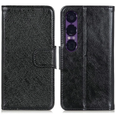A-One Brand - Sony Xperia 1 VII Plånboksfodral Äkta Läder - Svart