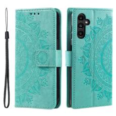 OEM - Samsung Galaxy S26 Plus Pl&aring;nboksfodral Imprinted Totem Konstl&auml;der - Mintgr&ouml;n