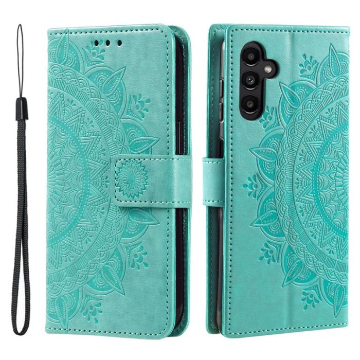 OEM - Samsung Galaxy S26 Plus Plånboksfodral Imprinted Totem Konstläder - Mintgrön