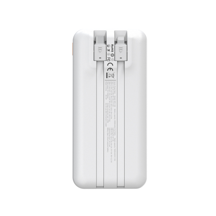 Wozinsky - Wozinsky Powerbank 20000mAh 22.5W PD20W med Inbyggda kablar - Vit