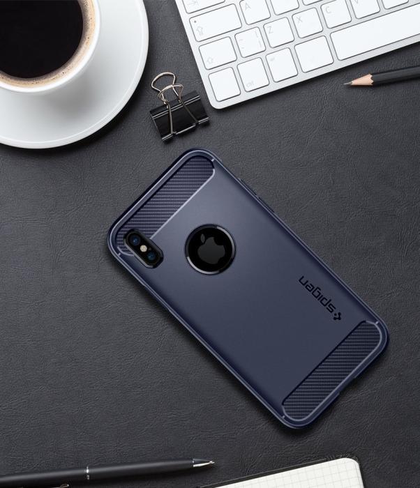 UTGATT4 - SPIGEN Rugged Armor Skal till Apple iPhone XS / X - Blå