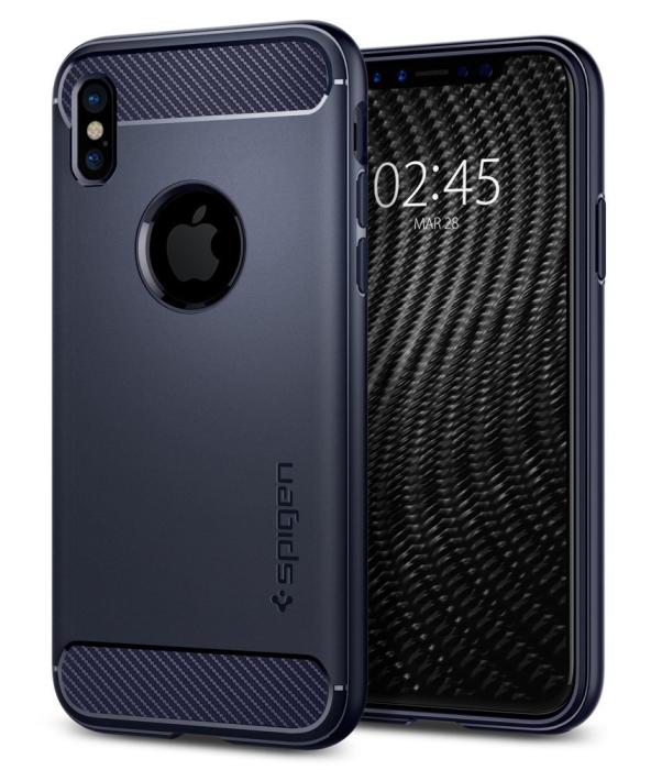 UTGATT4 - SPIGEN Rugged Armor Skal till Apple iPhone XS / X - Blå