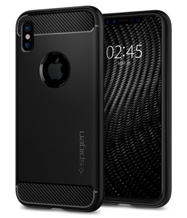 UTGATT4 - SPIGEN Rugged Armor Skal till Apple iPhone XS / X - Svart