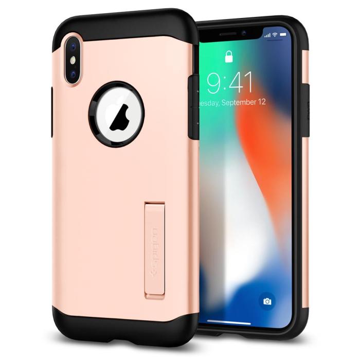 UTGATT5 - SPIGEN Slim Armor Skal till iPhone XS / X - Blush Gold