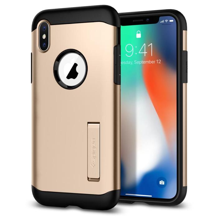 UTGATT4 - SPIGEN Slim Armor Skal till iPhone XS / X - Gold