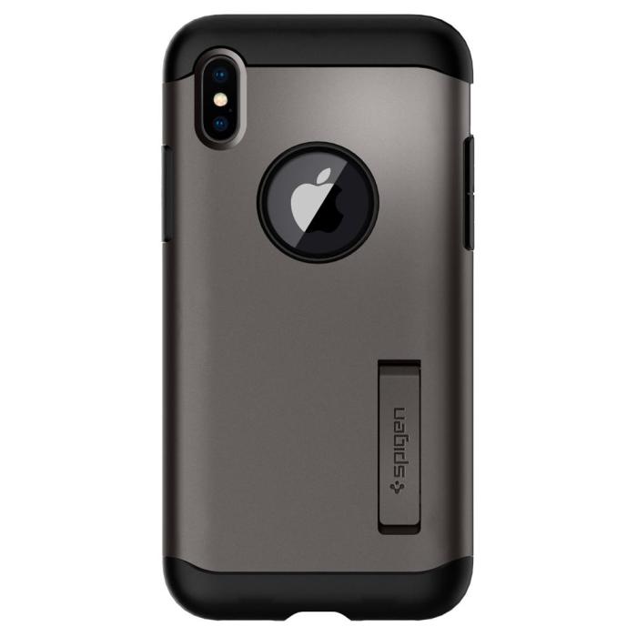 UTGATT4 - SPIGEN Slim Armor Skal till iPhone XS / X - Gunmetal
