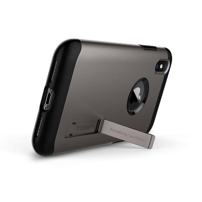 UTGATT4 - SPIGEN Slim Armor Skal till iPhone XS / X - Gunmetal