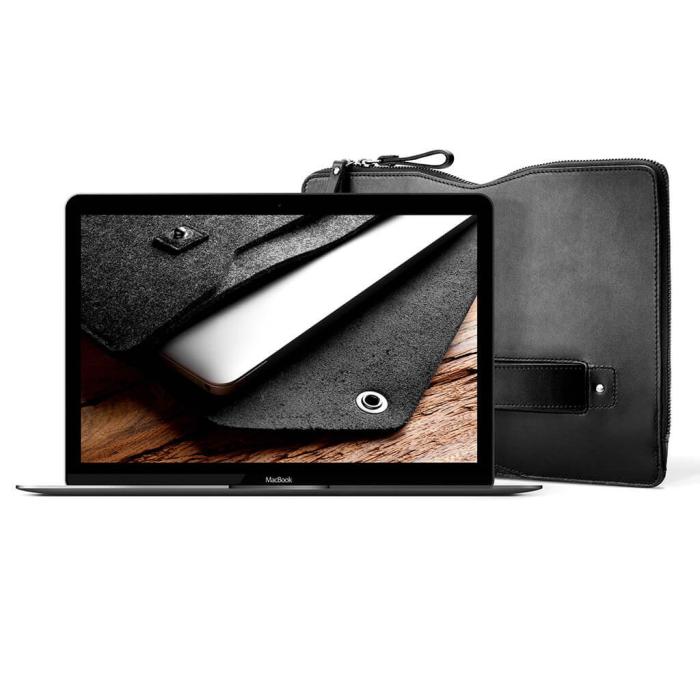 Mujjo - Mujjo Carry-On Folio Sleeve för Macbook 12'' - Svart