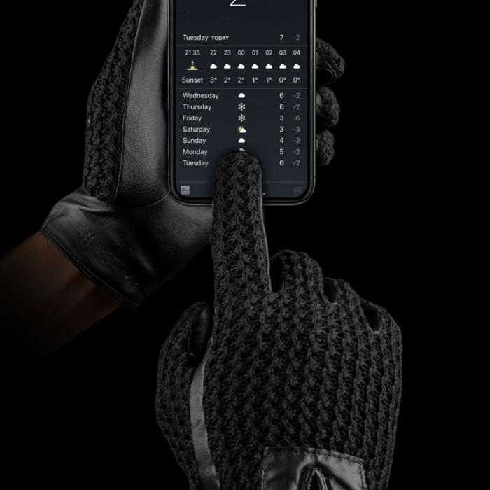 Mujjo - Mujjo Leather Crochet Touchscreen Gloves Stl. 8.5