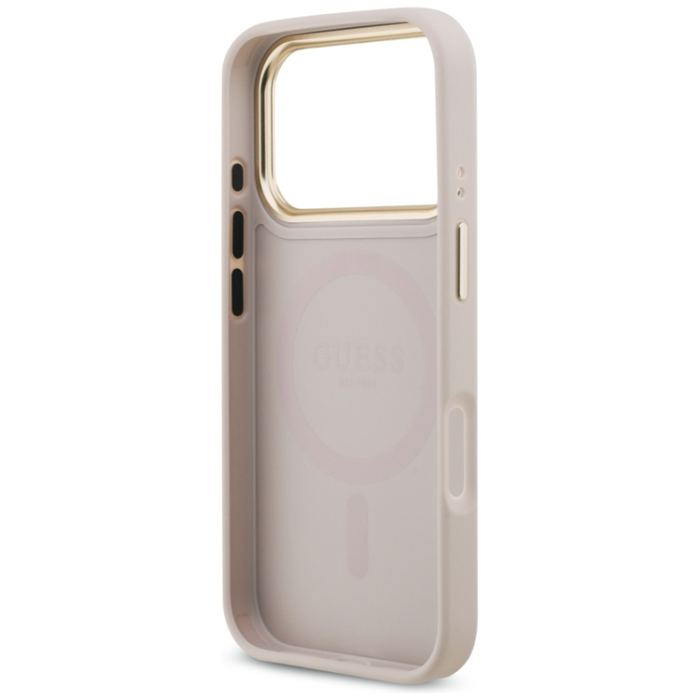 Guess - Guess iPhone 17 Pro Mobilskal Magsafe Strass Logo Crossbody - Rosa
