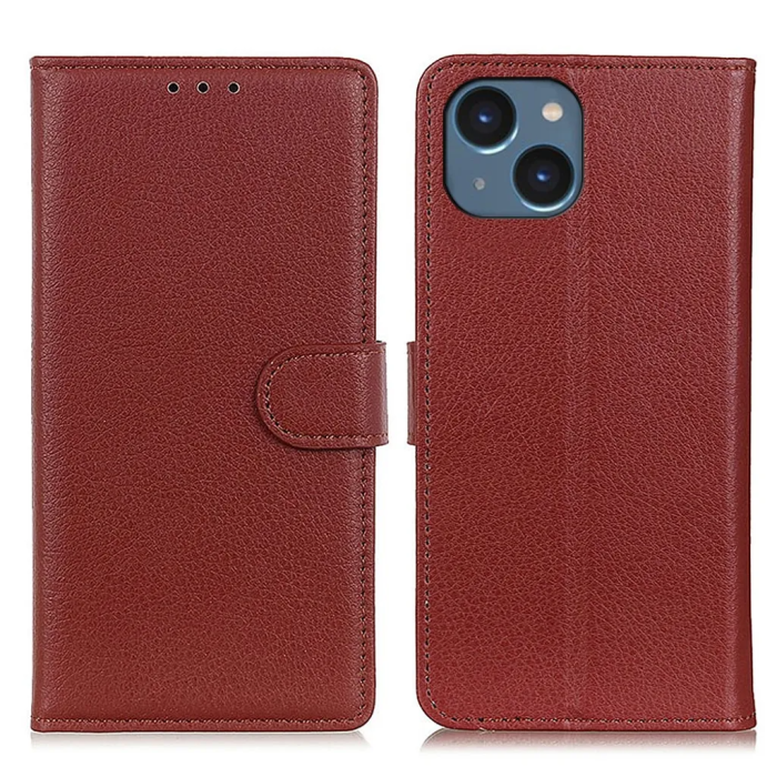 Taltech - iPhone 15 Plånboksfodral Reptåligt - Brun