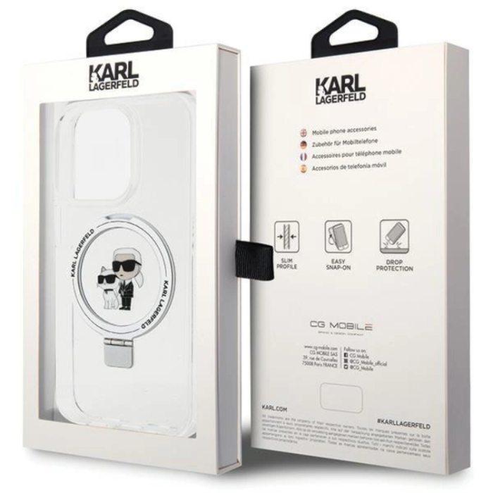 KARL LAGERFELD - Karl Lagerfeld iPhone 14 Pro Mobilskal MagSafe Ringställ - Vit