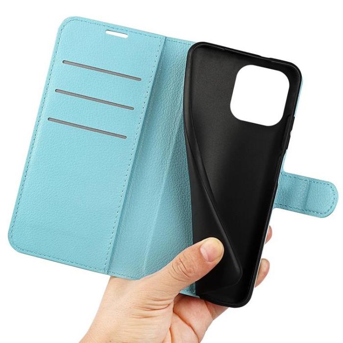 OEM - Litchi Flip iPhone 14 Pro Max Plånboksfodral - Blå
