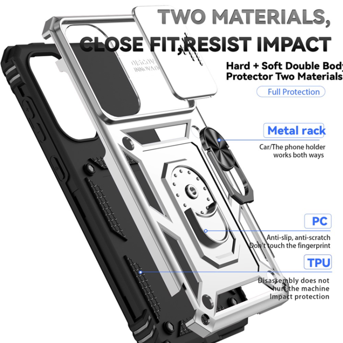 A-One Brand - Galaxy A36/A56 Mobilskal Kickstand PC + TPU - Silver