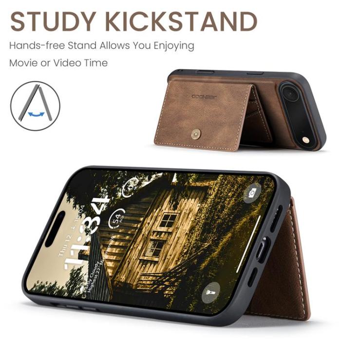 OEM - JEEHOOD iPhone Air Mobilskal KonstLäder + Plast Avtagbar - Brun