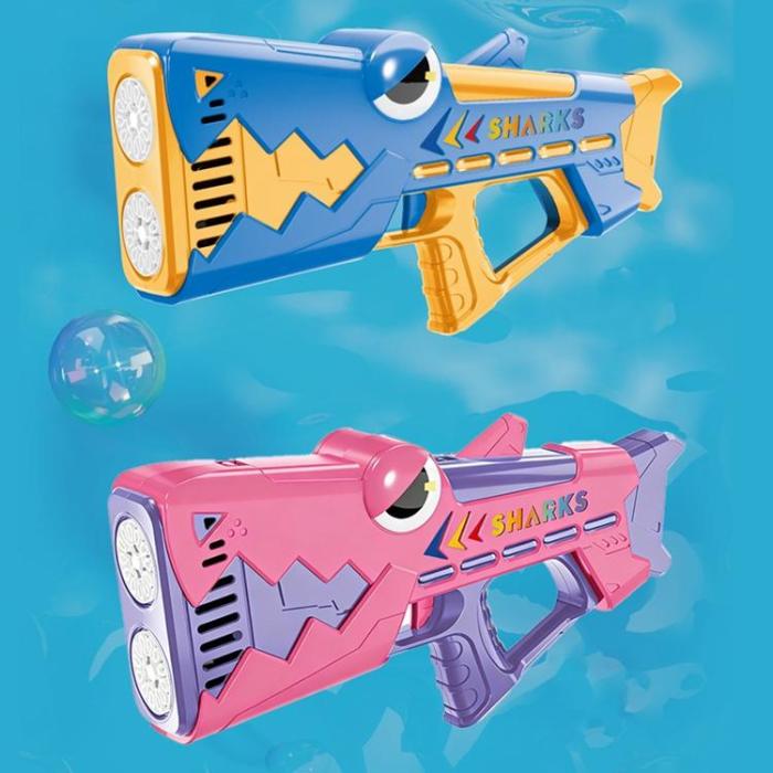 OEM - Barnhaj Elektrisk Bubbelpistol 24 Hål USB Uppladdningsbar - Rosa