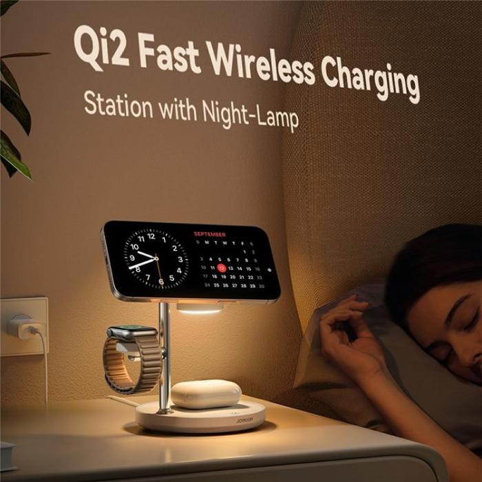 Joyroom - JOYROOM Qi2 Trådlös Laddare iPhone, Apple Watch, Airpods - JR-W23 - Vit