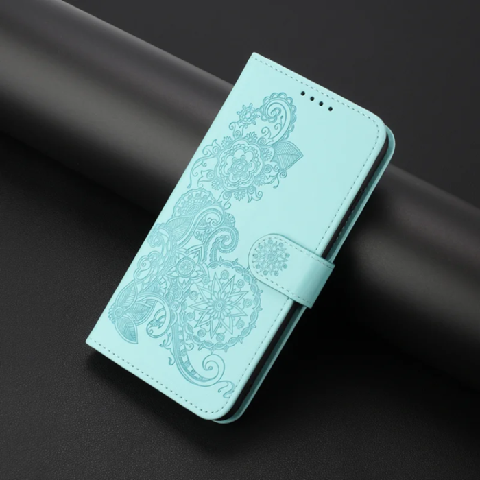 A-One Brand - iPhone 17 Pro Max Plånboksfodral Mandala Flower - Ljusblå