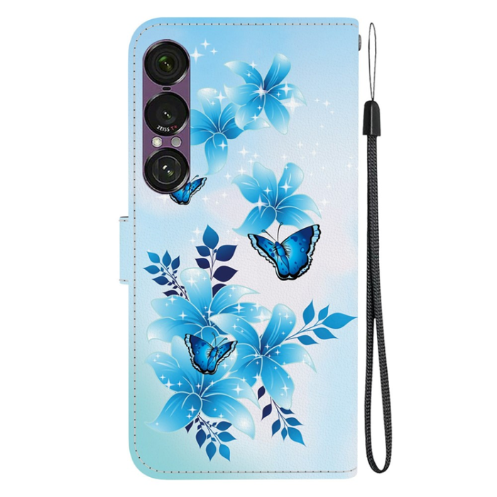 A-One Brand - Sony Xperia 1 VII Plånboksfodral med Lanyard Printing - Blå