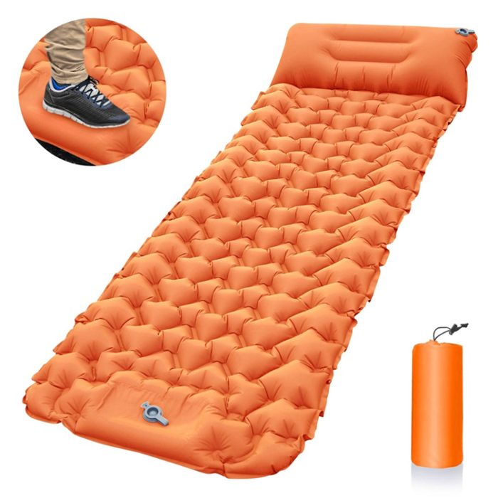 OEM - Fotpump Bärbar Luftmadrass Liggunderlag Utomhus Camping - Orange