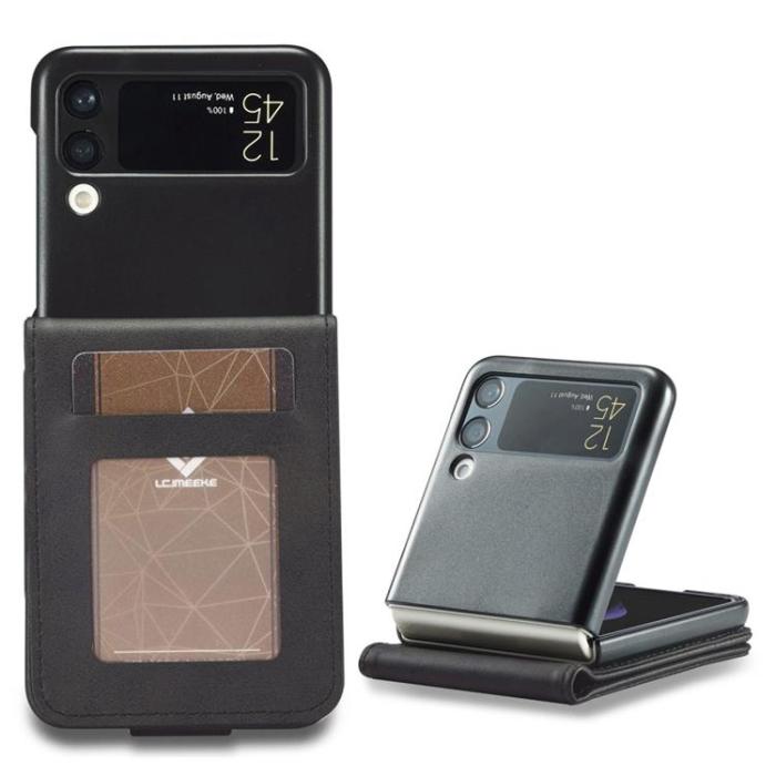 LC.imeeke - LC.IMEEKE Galaxy Z Flip 4 Plånboksfodral PU-Läder - Svart