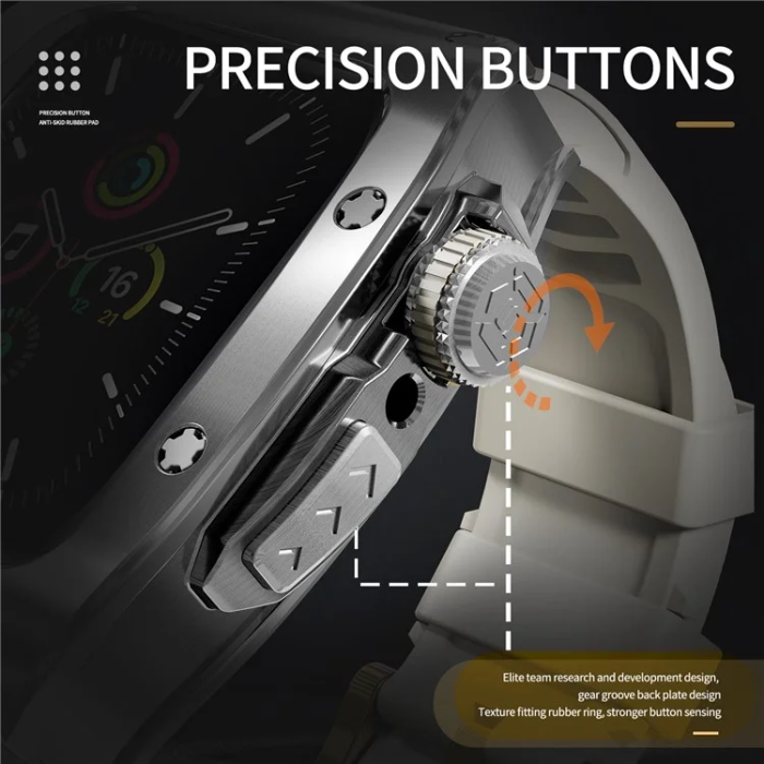 Shelbox - Shellbox Apple Watch 45mm Armband Silikon Metal - Vit