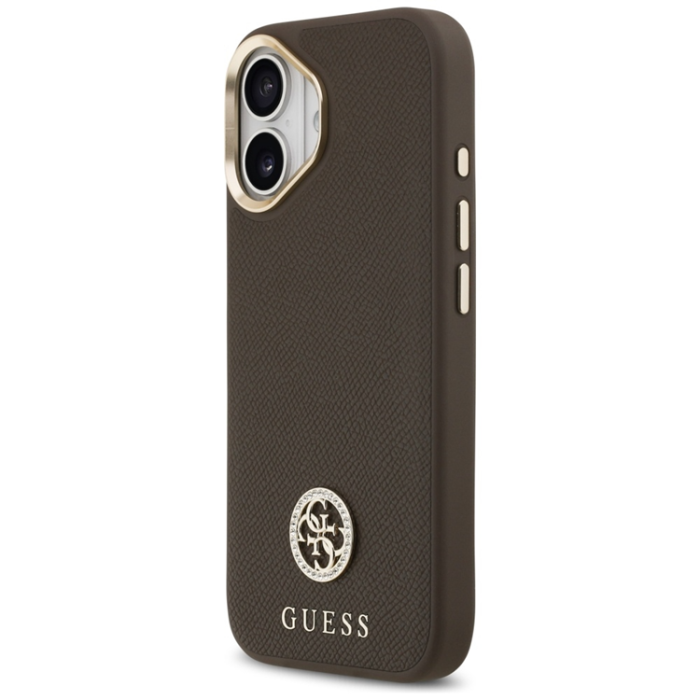 Guess - Guess iPhone 17 Mobilskal Magsafe Grained Strass Logo - Brun