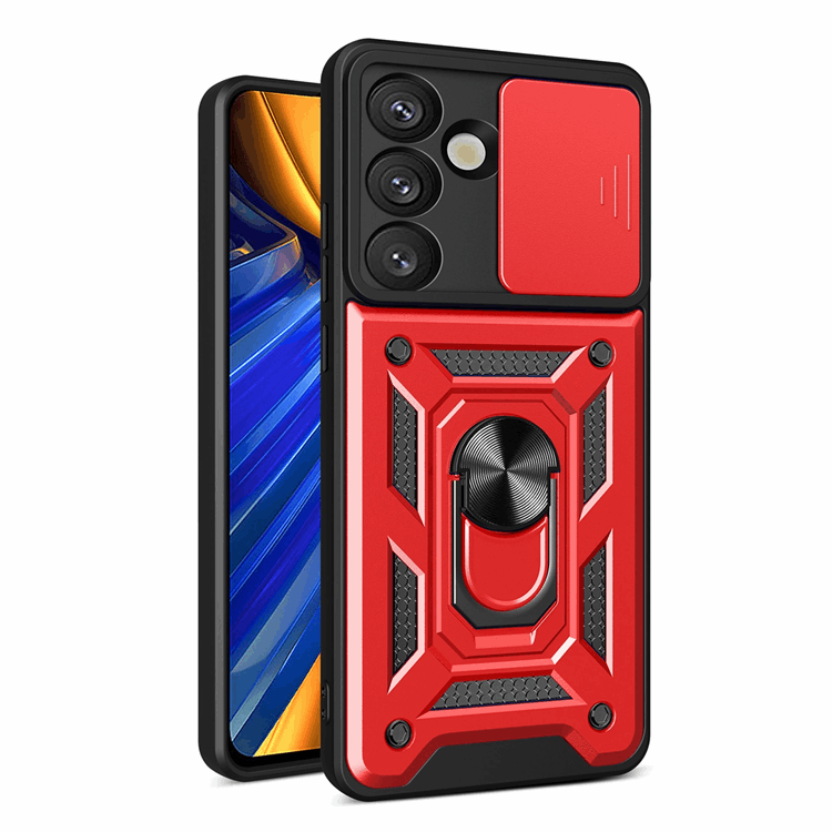 Galaxy S25 Mobilskal Hybrid Armor Camshield - Röd | 2353 | AlltMobil