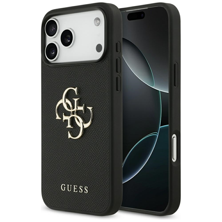 Guess iPhone 17 Pro Max Mobilskal Grained Classic Logo - Svart | 2353 | AlltMobil