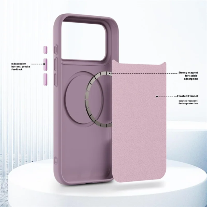 A-One Brand - iPhone 17 Pro Mobilskal Magsafe Litchi Pattern - Lila