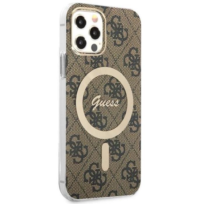 Guess - Guess iPhone 12/12 Pro Magsafe Skal Print + Trådlös Laddare - Brun