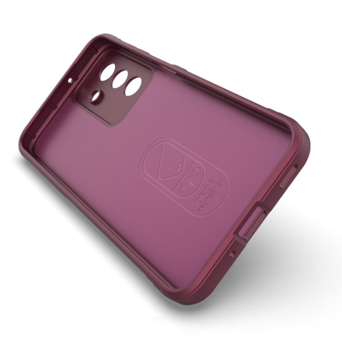 WANLONFENG - WANLONFENG Galaxy A17 Mobilskal med Härdat Glas HD - Vinröd