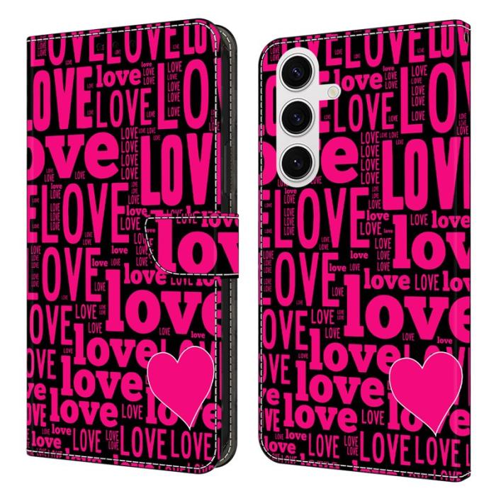 OEM - LOVE Samsung Galaxy S26 Plånboksfodral Mönstertryck Konstläder Flip - Svart