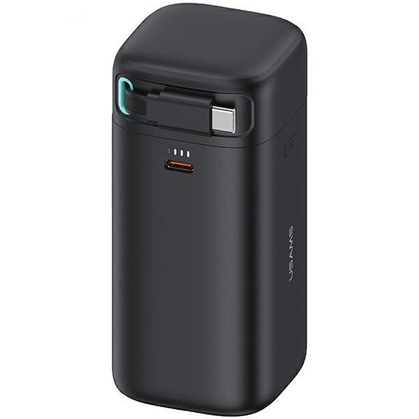 USAMS Powerbank 18000mAh 45W Med USB-C Kabel Retractable - Svart | 505295 | AlltMobil