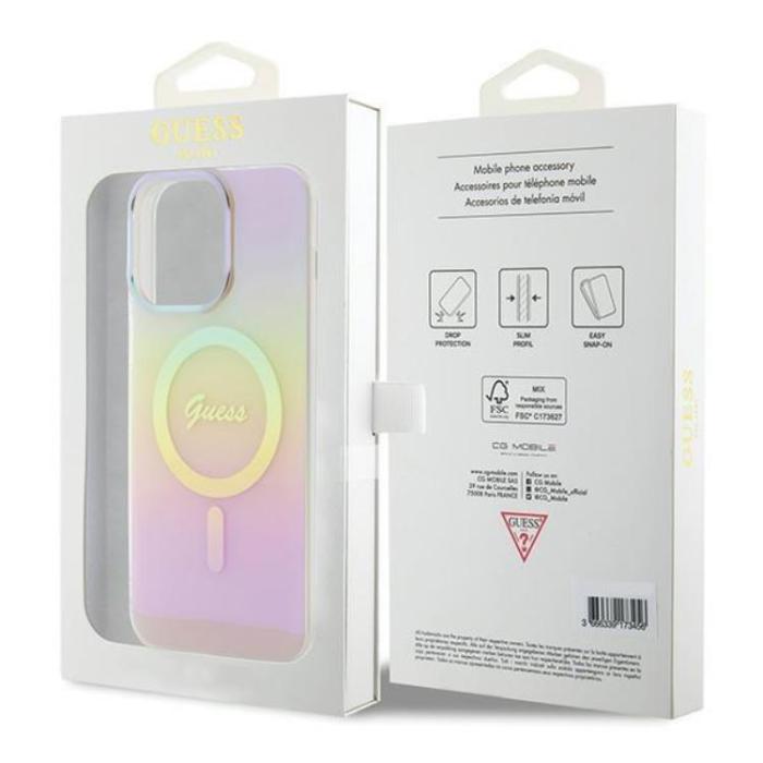 Guess - Guess iPhone 15 Pro Mobilskal Magsafe IML Iridescent - Rosa